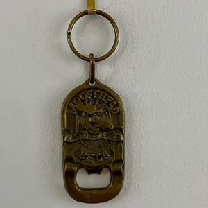 VTG Moosehead Canadian Lager Beer Bottle Opener Keychain Brass Tone Metal Fob